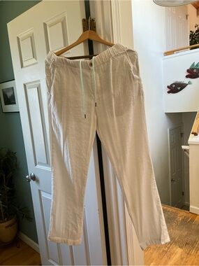 Tommy Bahama White Linen Drawstring Chinos